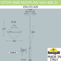 Парковый светильник FUMAGALLI EKTOR 4000/MIDIPILAR/VIVI 2L LED GX-53 V50.372.A20.LXD6L