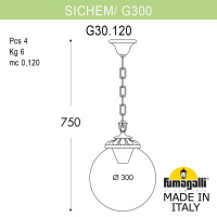 Уличный подвесной светильник FUMAGALLI SICHEM/G300. G30.120.000.AXE27
