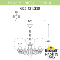 Уличный подвесной светильник FUMAGALLI SICHEM/G250 3L. G25.120.S30.AYE27
