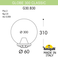Уличный светильник на столб FUMAGALLI GLOBE 300 Classic G30.B30.000.WYE27