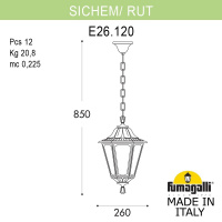 Уличный подвесной светильник FUMAGALLI SICHEM/RUT E26.120.000.BXF1R
