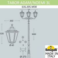 Парковый светильник FUMAGALLI TABOR ADAM/NOEMI 2L E35.205.M30.AXH27