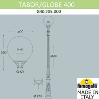 Парковый светильник FUMAGALLI TABOR/GLOBE 400 G40.205.000.AYE27