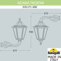 Уличный настенный светильник FUMAGALLI ADAM/NOEMI E35.171.000.WXH27
