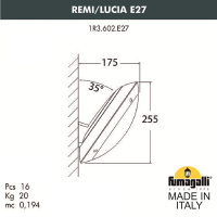 Уличный настенный светильник FUMAGALLI REMI/LUCIA 1R3.602.000.LYE27