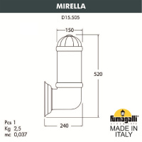 Уличный настенный светильник FUMAGALLI MIRELLA D15.505.000.AXF1R.FC1